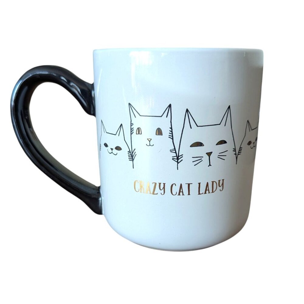 Crazy Cat Lady Sheffield Home Mug Large Cup Double Sided‎ Black White Gold
